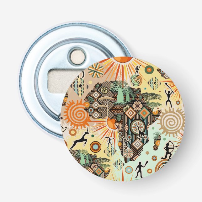 Africa Map Decorative Tribal Elements Pattern Bottle Opener (Front)