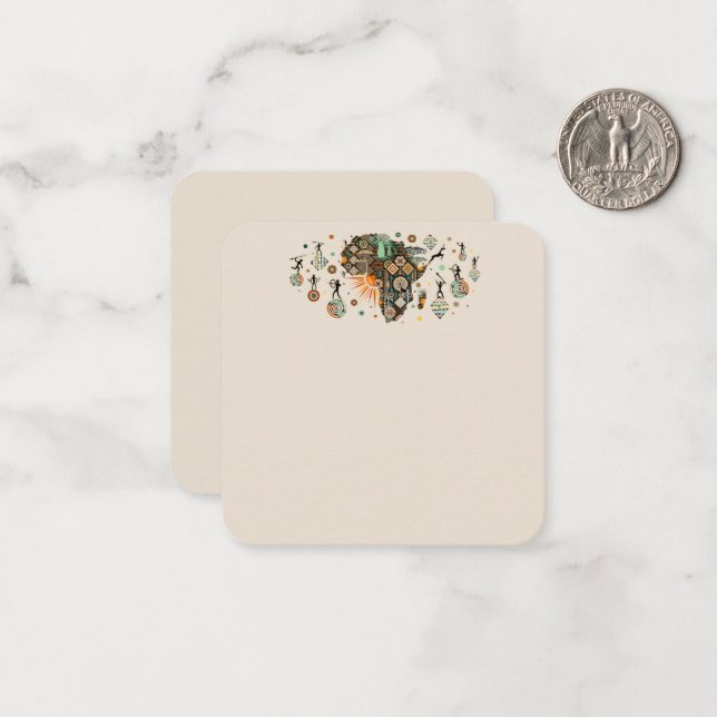 Africa Map Decorative Tribal Elements Pattern Card (Front/Back In Situ)