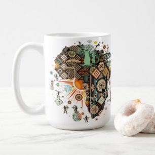 Africa Map Decorative Tribal Elements Pattern Coffee Mug