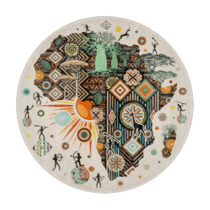 Africa Map Decorative Tribal Elements Pattern Cutting Board