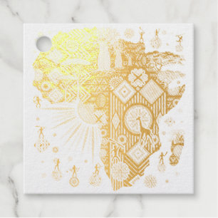 Africa Map Decorative Tribal Elements Pattern Favour Tags