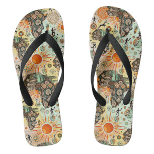 Africa Map Decorative Tribal Elements Pattern Flip Flops
