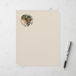 Africa Map Decorative Tribal Elements Pattern Letterhead
