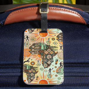 Africa Map Decorative Tribal Elements Pattern Luggage Tag