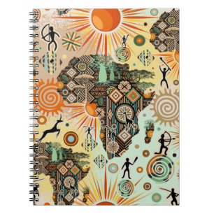 Africa Map Decorative Tribal Elements Pattern Notebook
