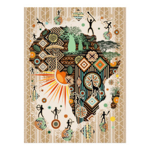 Africa Map Decorative Tribal Elements Pattern Photo Print