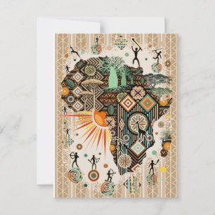 Africa Map Decorative Tribal Elements Pattern Postcard