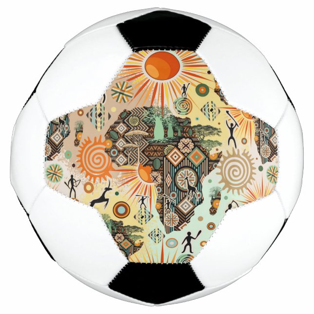 Africa Map Decorative Tribal Elements Pattern Soccer Ball (Front)