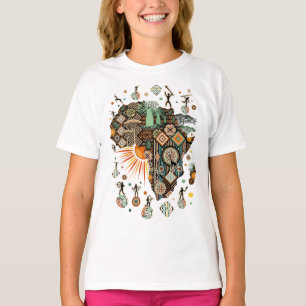 Africa Map Decorative Tribal Elements Pattern T-Shirt