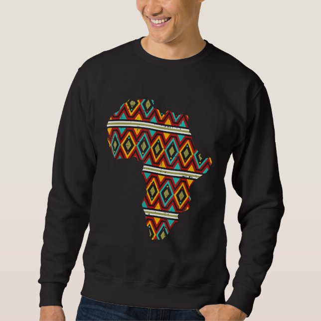 Africa Map Ethnic Dashiki Kente Cool African Ameri Sweatshirt (Front)