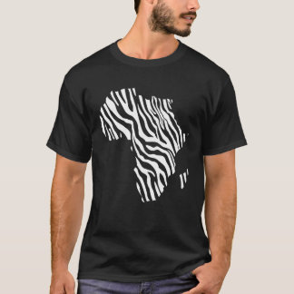 Africa Map Filled With Zebra White Stripes Print P T-Shirt