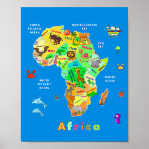 Africa Map for kids Poster
