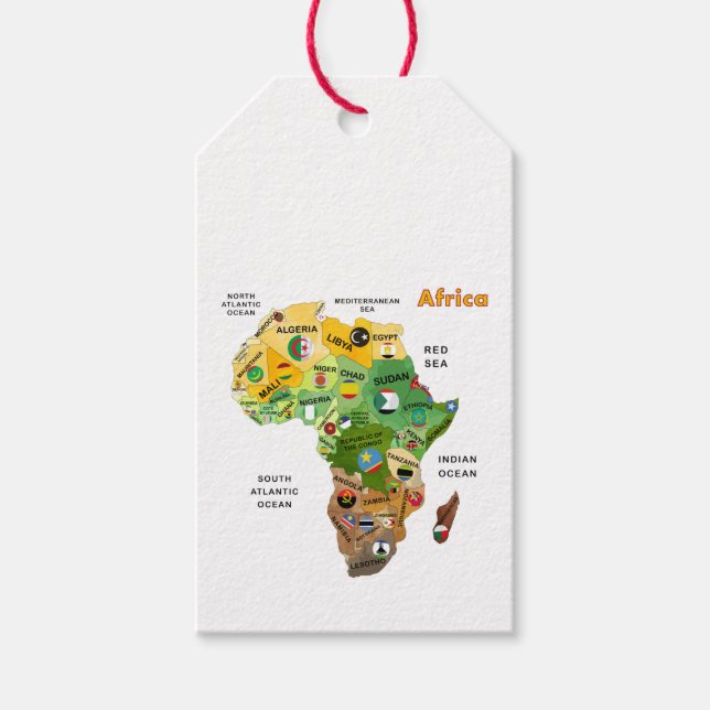 Africa Map Gift Tags (Front)