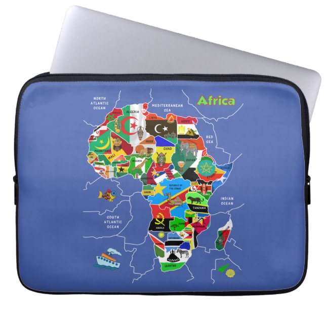 Africa Map Laptop Sleeve (Front)