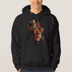 Africa Map Lion Head Face African Safari Wildlife  Hoodie
