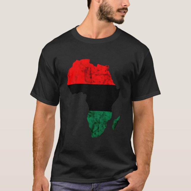 Africa Map Pan African Pride Unia Flag Black Liber T-Shirt (Front)