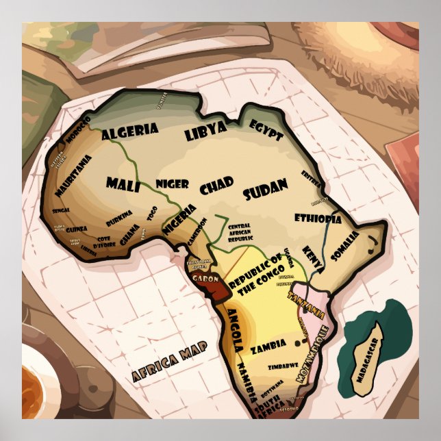 Africa Map Poster (Front)