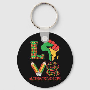 Africa Map Raised Fist Love Literacy Coach Life Ed Keychain