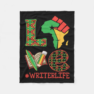 Africa Map Raised Fist Love Writer Life Education Fleece Blanket