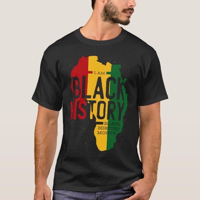 Africa Map Rastafari Style Quote BHM T-Shirt (Front)