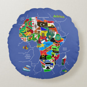 Africa Map Round Pillow