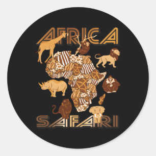 Africa Map Serengeti Safari Big Five National Park Classic Round Sticker
