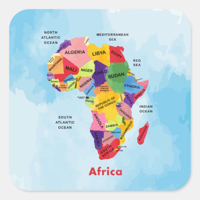Africa Map Square Sticker (Front)