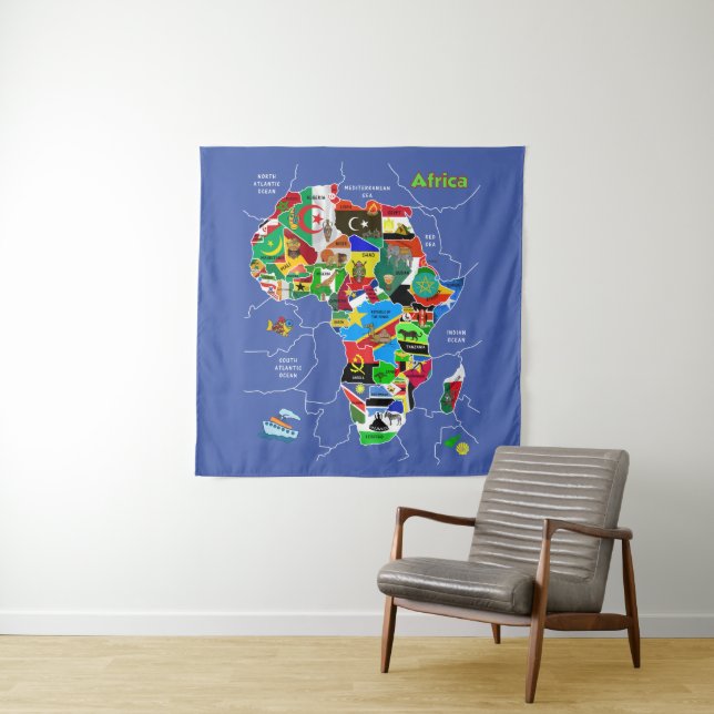Africa Map Tapestry (In Situ)