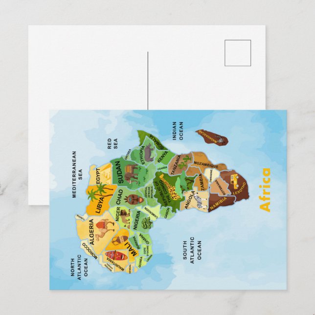 Africa Map watercolor artwork Postcard (Front/Back)