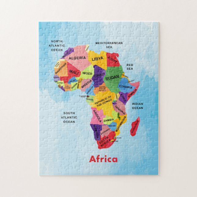 Africa Map watercolor jigsaw puzzle (Vertical)