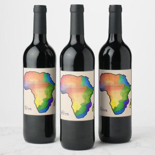 Africa Map Wine Label