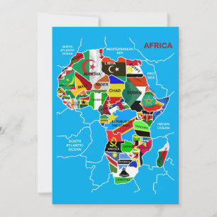 Africa map with flags card