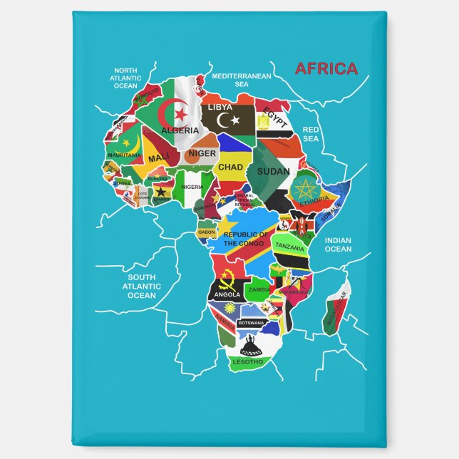 Africa map with flags magnet (Front)