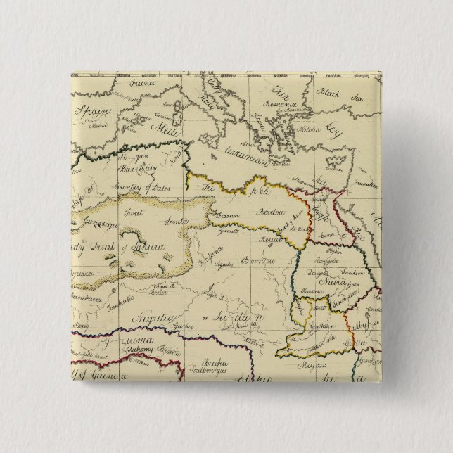 Africa, Mediterranean 2 Inch Square Button (Front)