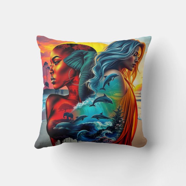 Africa meets Marine  Throw Pillow (Back)