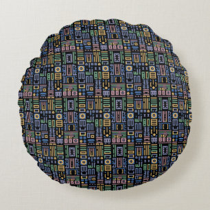 Africa Mudcloth pattern abstract modern art 1 Round Pillow