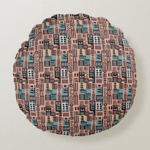 Africa Mudcloth pattern abstract modern art 2 Round Pillow