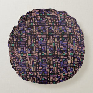 Africa Mudcloth pattern abstract modern art 3 Round Pillow