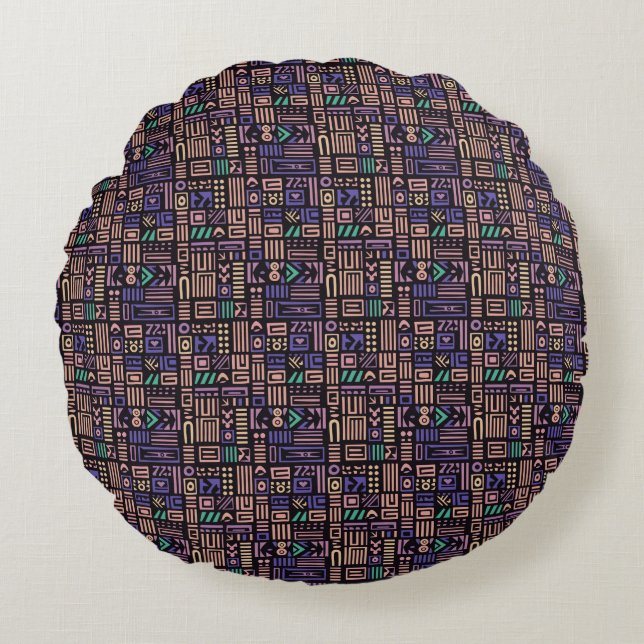 Africa Mudcloth pattern abstract modern art 3 Round Pillow (Front)