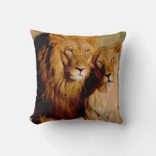 Africa, Namibia, Okonjima. Lion & lioness Throw Pillow