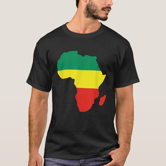 Africa Reggae map African Rasta green yellow red T-Shirt (Front)