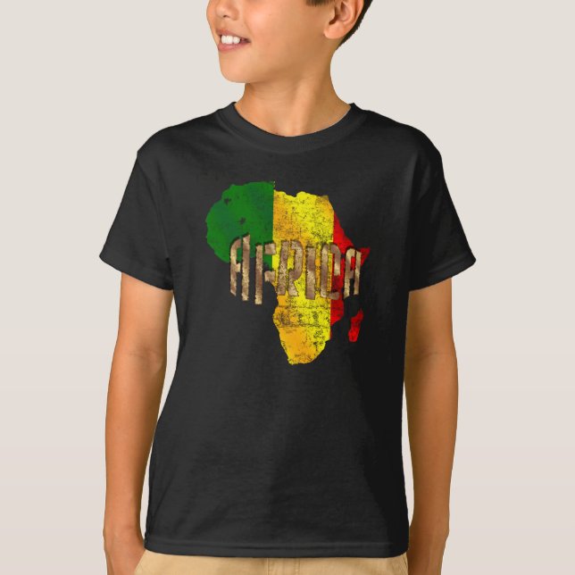 Africa Reggae Map Rastafari Rasta Flag T-Shirt (Front)