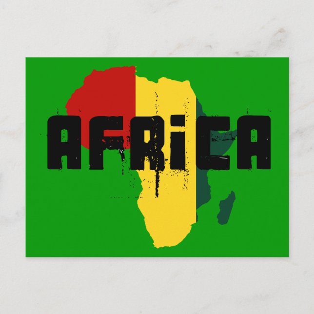 Africa Reggae Rasta flag of Africa Map Postcard (Front)