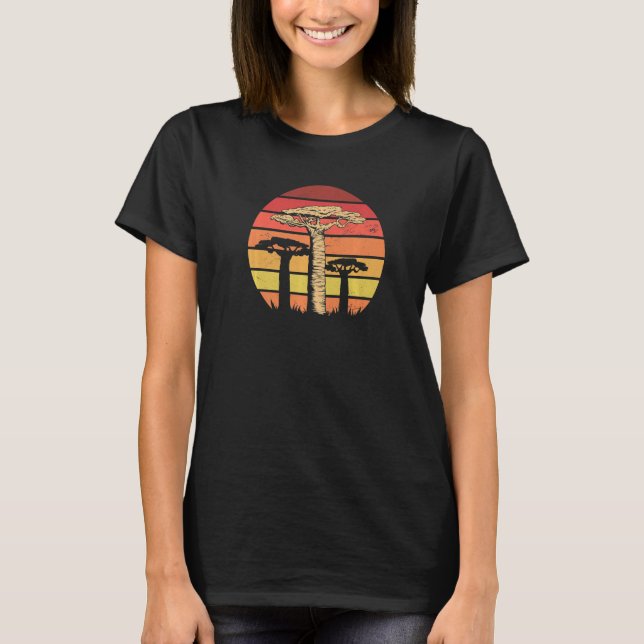 Africa Retro Sunset African Baobab Trees Premium T-Shirt (Front)
