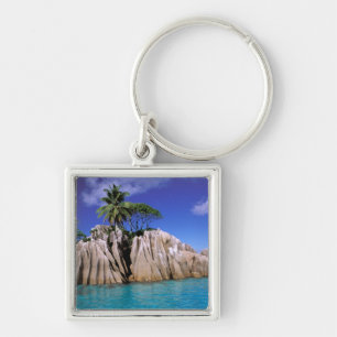 Africa, Seychelles, La Digue Island. Granite Keychain