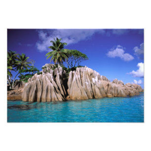 Africa, Seychelles, La Digue Island. Granite Photo Print
