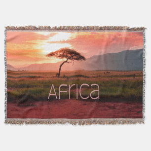 Africa Sunset African Throw Blanket