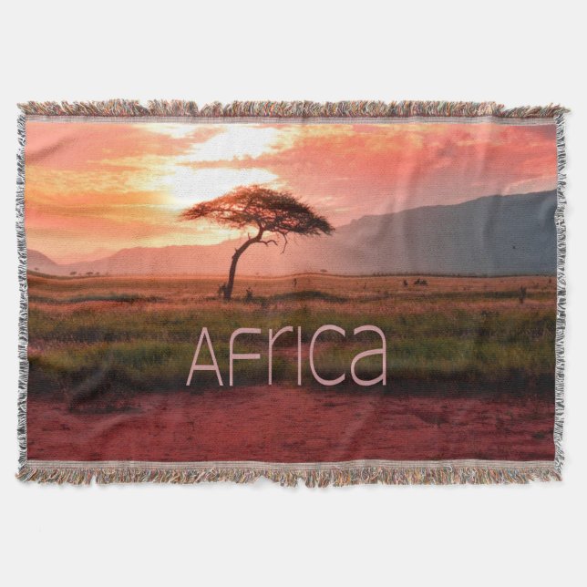 Africa Sunset African Throw Blanket (Front)