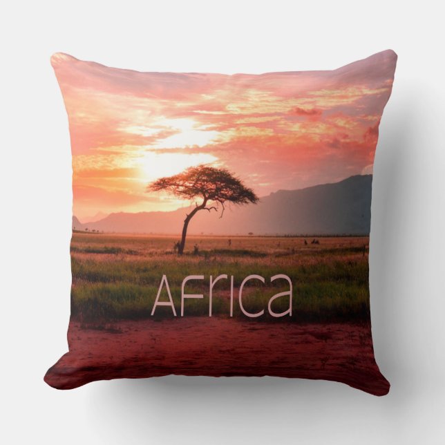 Africa Sunset African Throw Pillow (Front)