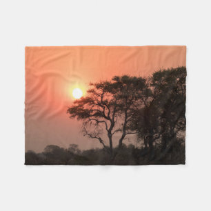 Africa Sunset Trees Nature Landscapes Skies Fleece Blanket